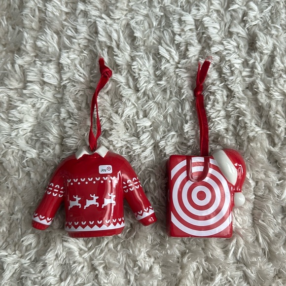 Set of 2 Target Ceramic Christmas Ornaments NWOT - Picture 1 of 3